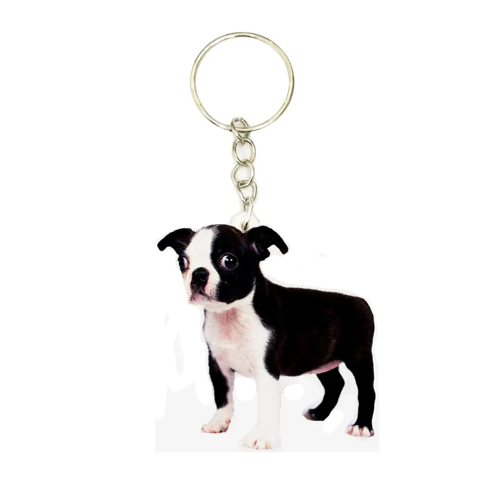 

Boston Terrier Acrylic Dog Keyring Fashion cute charms Keychains Men Key Chain Ring Boyfriend Gift Gifts for Women Keyring