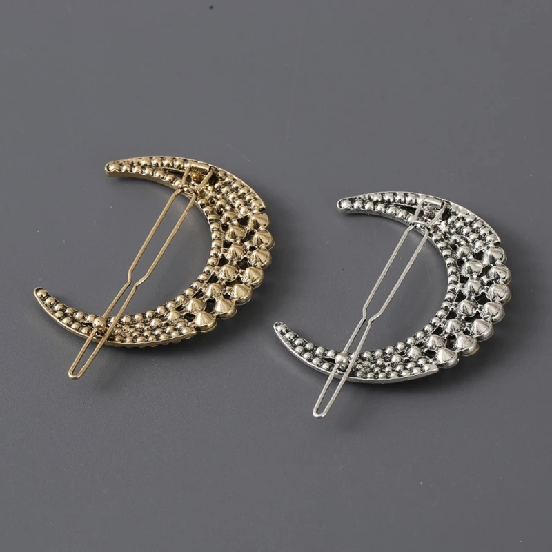 Металлическая заколка для волос в форме луны со стразами на день рождения летние