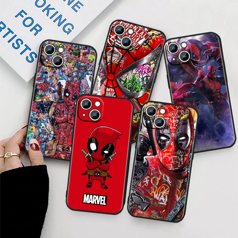 

Marvel Deadpool For Apple iPhone 11 Phone Case 14 13 12 XS XR X 8 7 6 6S 5 5S SE Pro Max Plus mini Black Cover