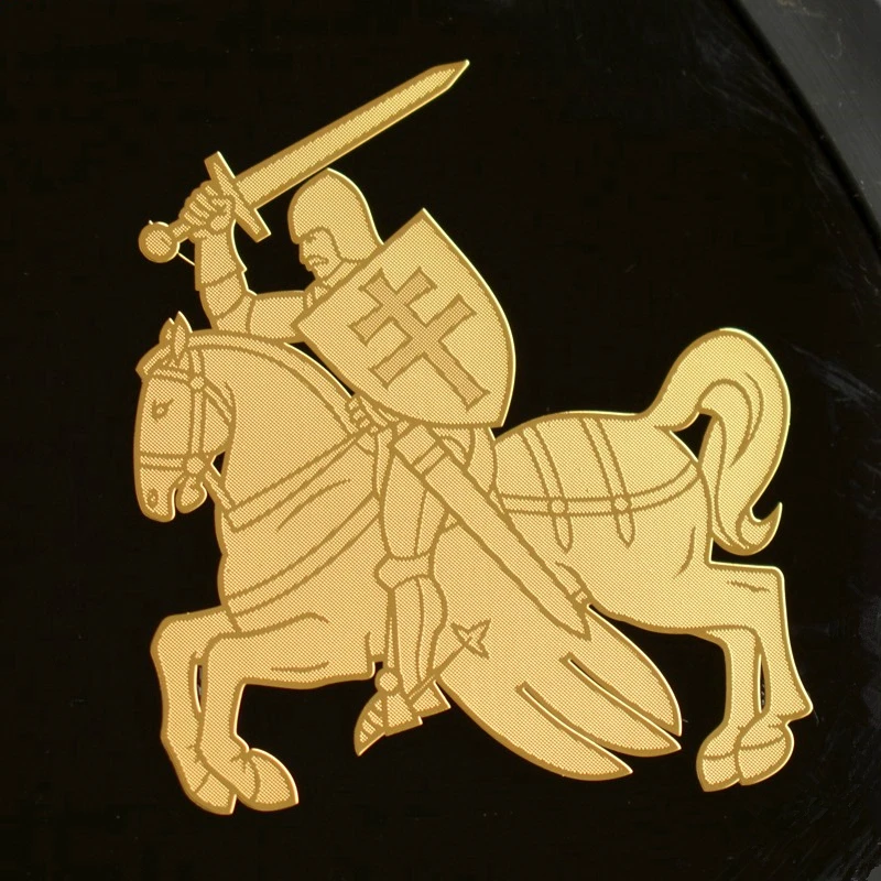 

15CM*15CM The Coat of Arms of Lithuania and Belarus Car Sticker Horse Knight Metal Golden Car Decal Cell Car Accessories