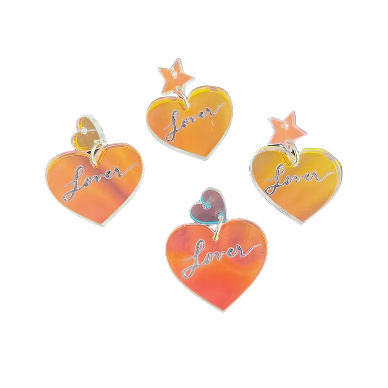 

Acrylic Lover Color Star Heart Stud Earrings For Women