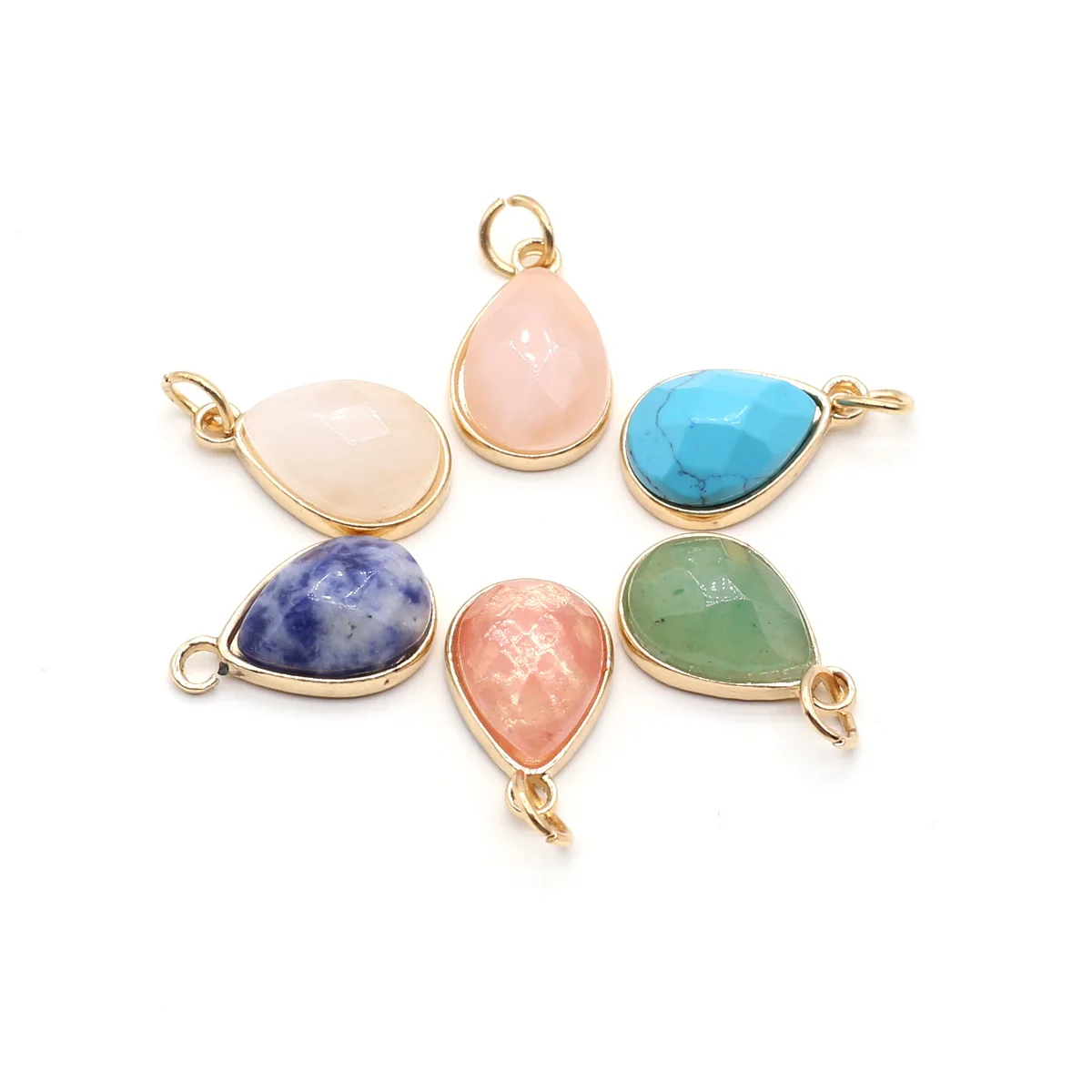 

Natural Stone Pendants Small Water Drop Gold Plated Sodalite Crystal for Jewelry Making Diy Women Necklace Earrings Gifts