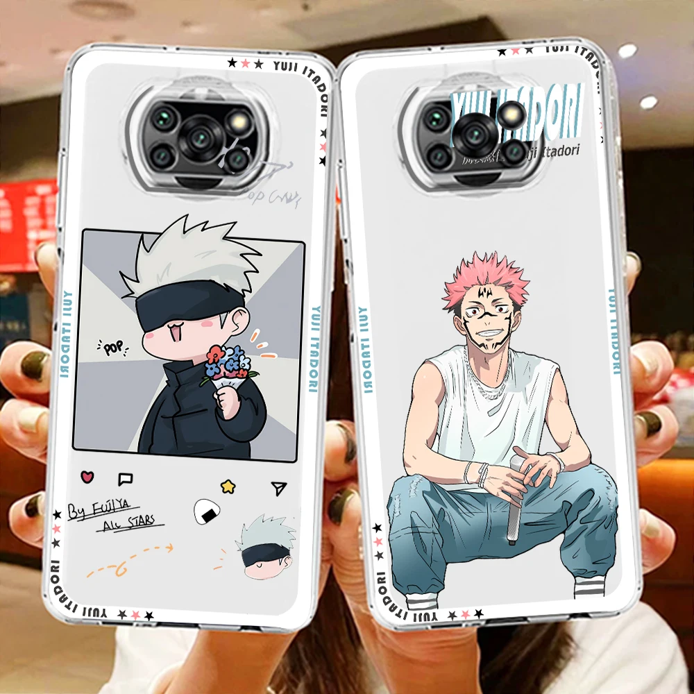 

Anime Comics Jujutsu Kaisen Phone Case For Xiaomi Mi Poco X5 X4 X3 NFC F4 F3 GT M5 M5s M4 M3 Pro C50 C40 5G Transparent Cover