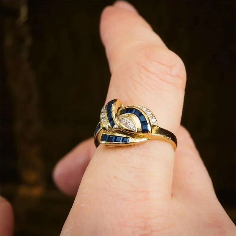 кольцо женское бижутерия для женщин 2022 люкс Модные кольца с синим фианитом