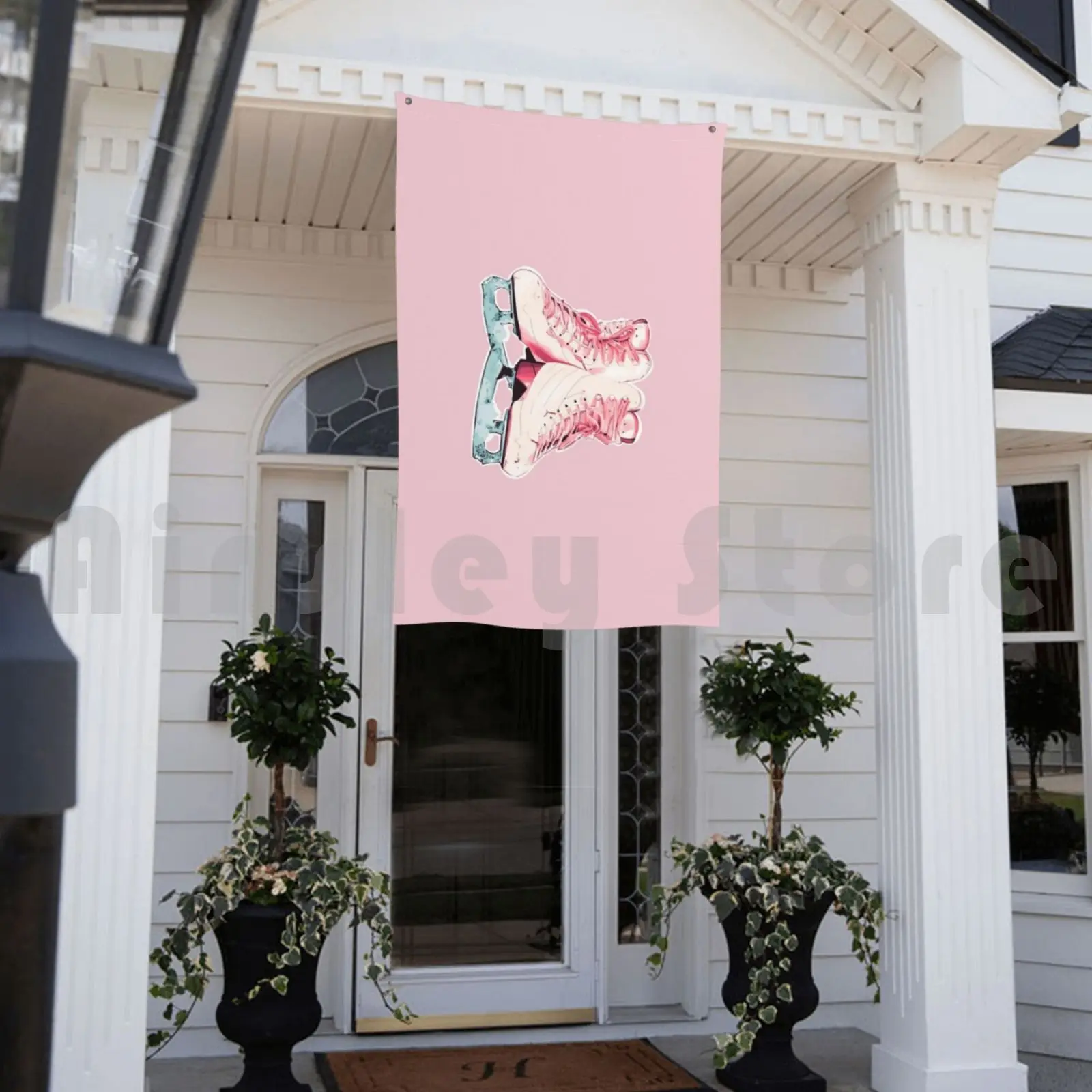 Розовые пастельные коньки для льда уличный декор флаг автомобиля Ретро