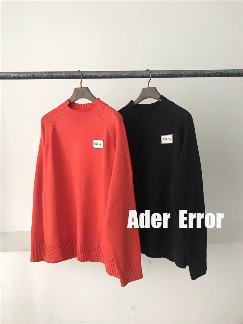 

Red Black Men Women 1:1 Top Quality Crewneck Patch Ader Error Front Sweatshirts Destruction Collar Adererror Sweaters