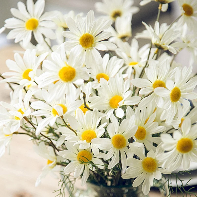 

1PC Branches Daisy Fake Flowers Artificial Flowers White Yellow Beautiful Chrysanthemum Decoration for Home Garden Office