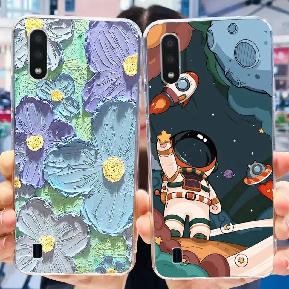 Чехол для Samsung Galaxy A01 5 7 " Модный мягкий силиконовый чехол из ТПУ с цветами