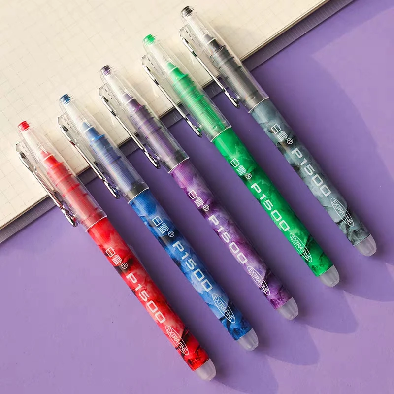 

P1500 Gel Pens Needle Shaped Penpoint Quick-drying Straight Liquid Rollerball 0.5mm Written Width High Capacity 6 Colors