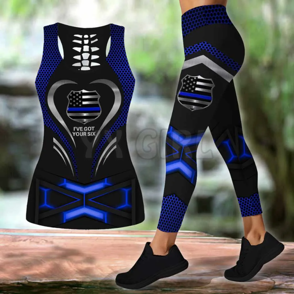 I've Got Your Six - Police Officer Metal Combo   3D Printed Tank Top+Legging Combo Outfit Yoga Fitness Legging Women