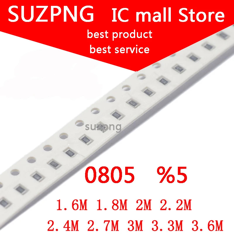 

100 шт. 0805 SMD резистор 5% м 1,6 м 2 м 1,8 м 2,2 м 2,4 м 3 м 2,7 м 3,3 м