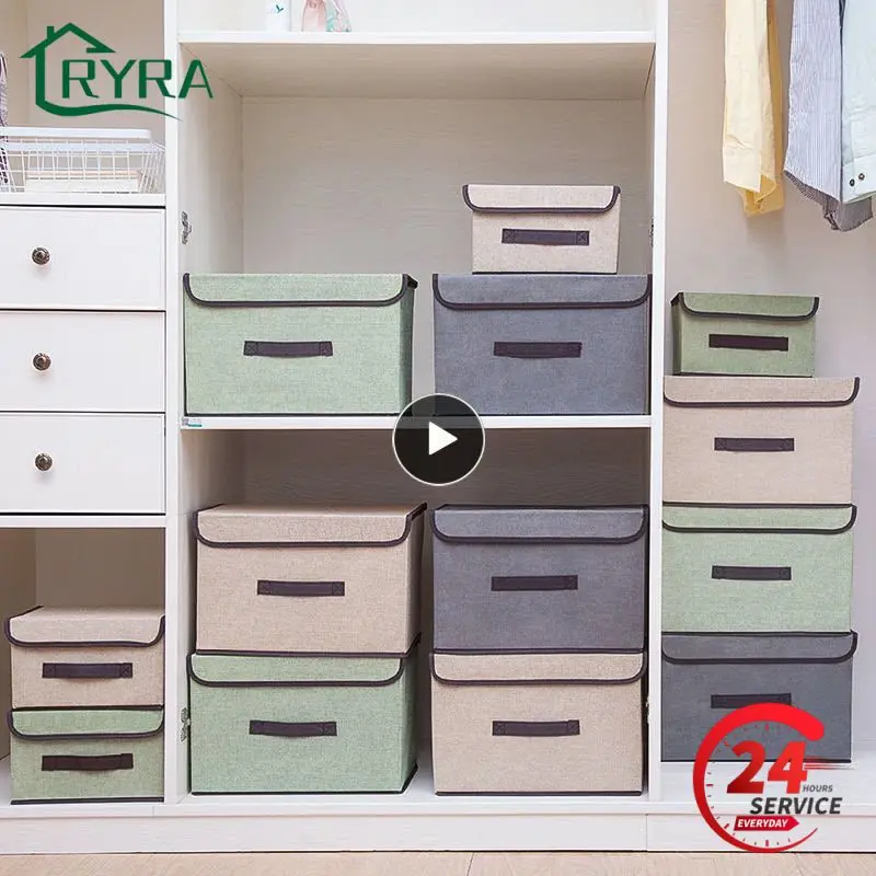 

Fabric Boxes Cosmetics Household With Cap Storage Box Clothing Underwear Sock And Kid Toy Fold Non-woven Fabric Bedroom Shelf