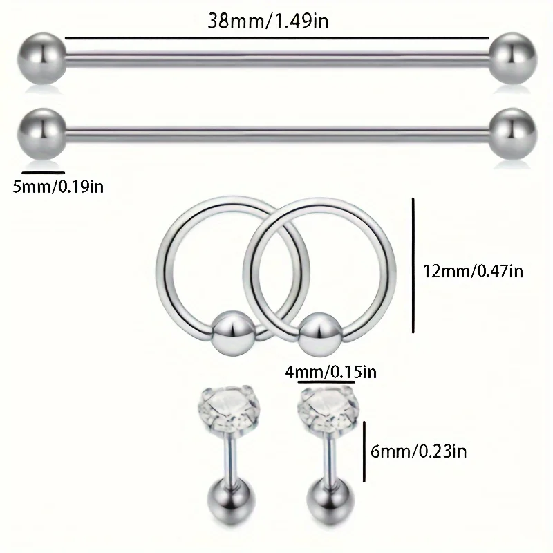 1/3 пары серег-гвоздиков в стиле панк из нержавеющей стали с кубическим цирконием