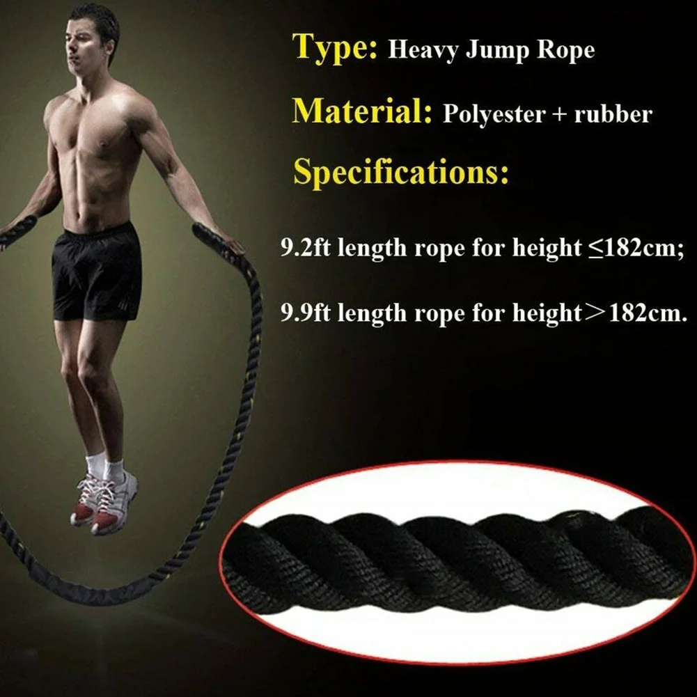 

25mm Gym Weighted Battle Heavy Jump Rope Builds Power Adult Non Slip Handle Fitness Portable Lose Weight Home Training Strength