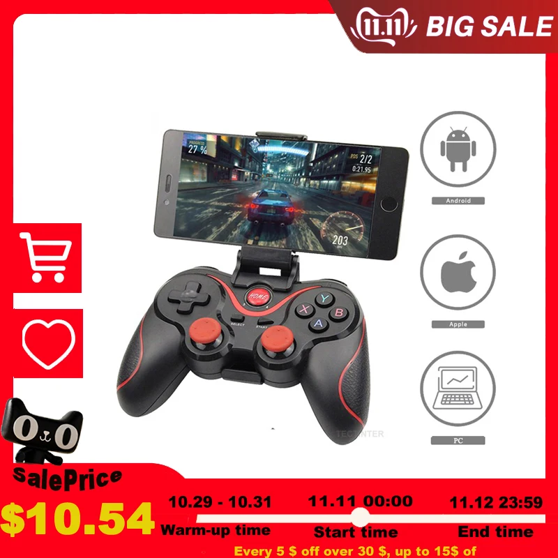 Ceny Terios T3 X3 Joystick Bezprzewodowy Gamepad Gra Komputerowa Kontroler Obsługuje Bluetooth BT3.0 Joystick Dla Telefonów Komórkowych Tablet Z Funkcją Telefonu TV, Pudełko Uchwyt Na