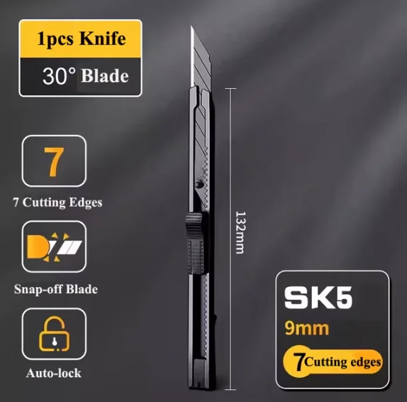Острый универсальный нож 9 мм 30 градусов металлический резак для коробок из