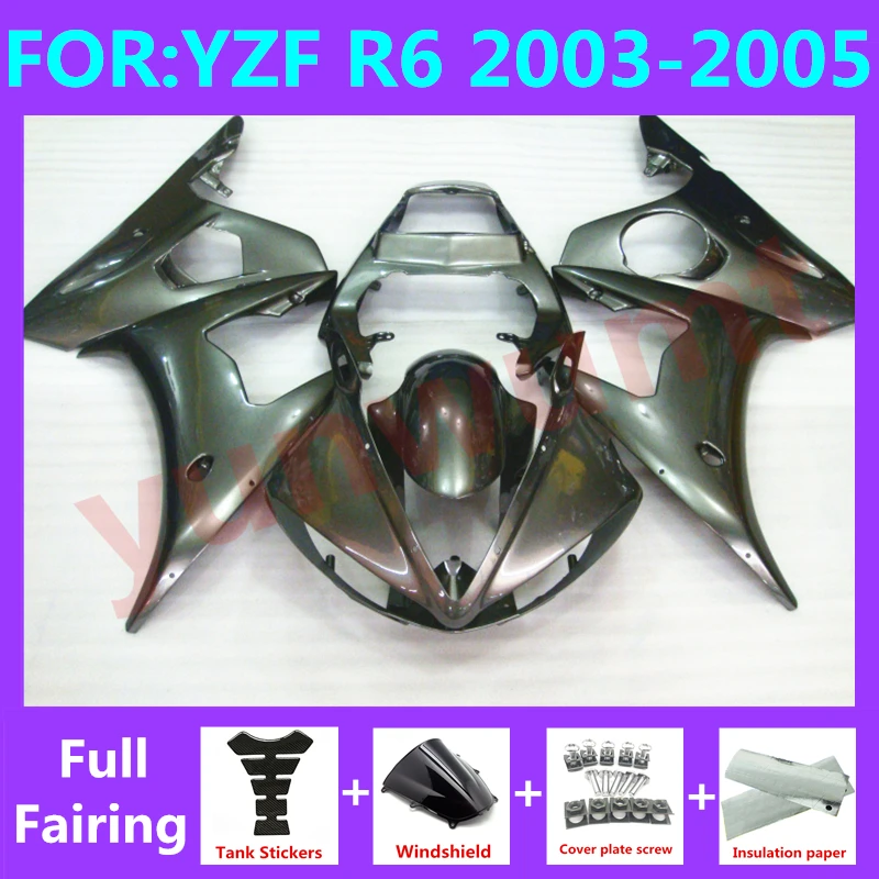 

NEW ABS Motorcycle Injection full Fairing Kit fit For YZF R6 2003 2004 2005 YFZ-R6 03 4 05 Bodywork Fairings kits set silver