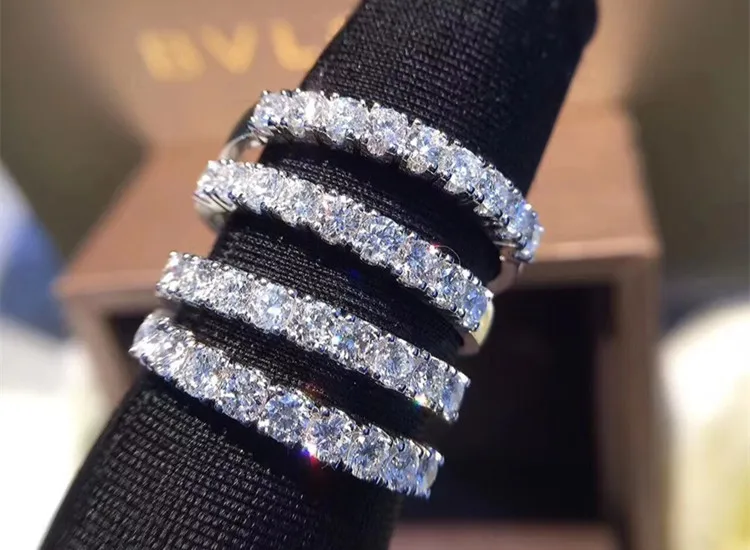 

DIWENFU Luxury Brand 925 Sterling Silver Wedding Rings for Women 2 Carats Diamond Jewelry Ring Fine Anillos De Anel Bizuteria