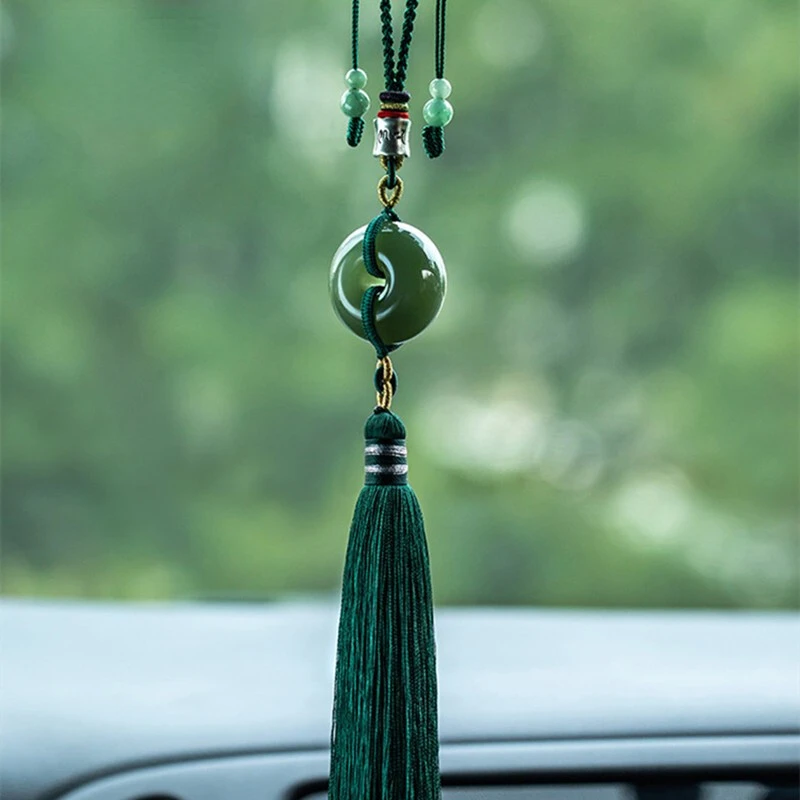 

Natural Hetian jade safety buckle car pendant men's high-grade car ornaments