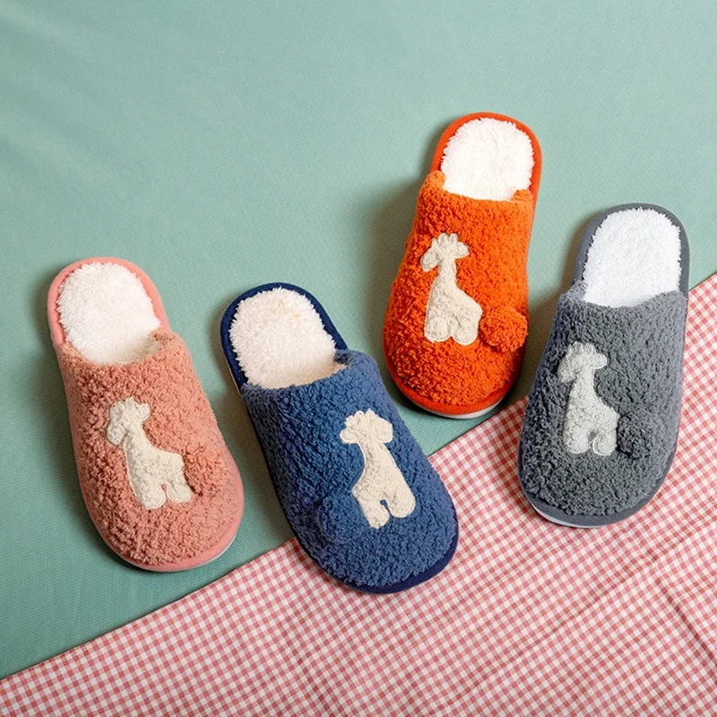 

2022 New Women Indoor Slippers Cartoon Style Soft Plush Lovers Home Cotton Slides Winter Shoes Woman Men Home Floor Warm Slipper