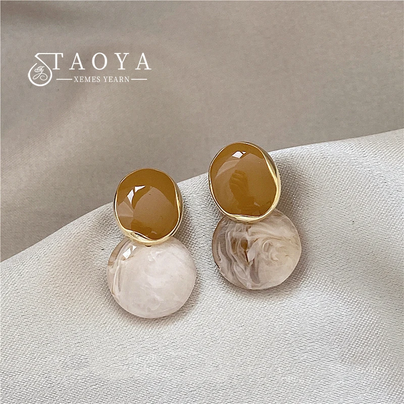 

2023 New Design Enamel Acetic Acid Plate Disc Pendant Earrings Advanced Accessories For Women‘s Fashion Jewelry Girls Earrngs