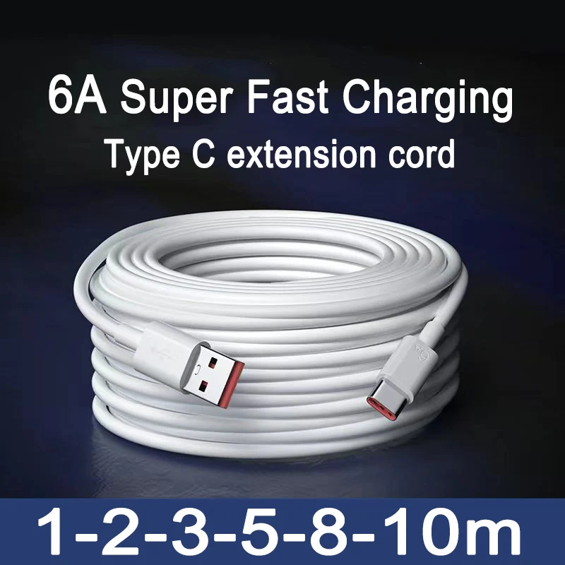 

Ultra-long Type C Super Fast Charging Cable Mobile Phone Extra Extender Charger Wire Cord USB C Data Cable for huawei Xiaomi