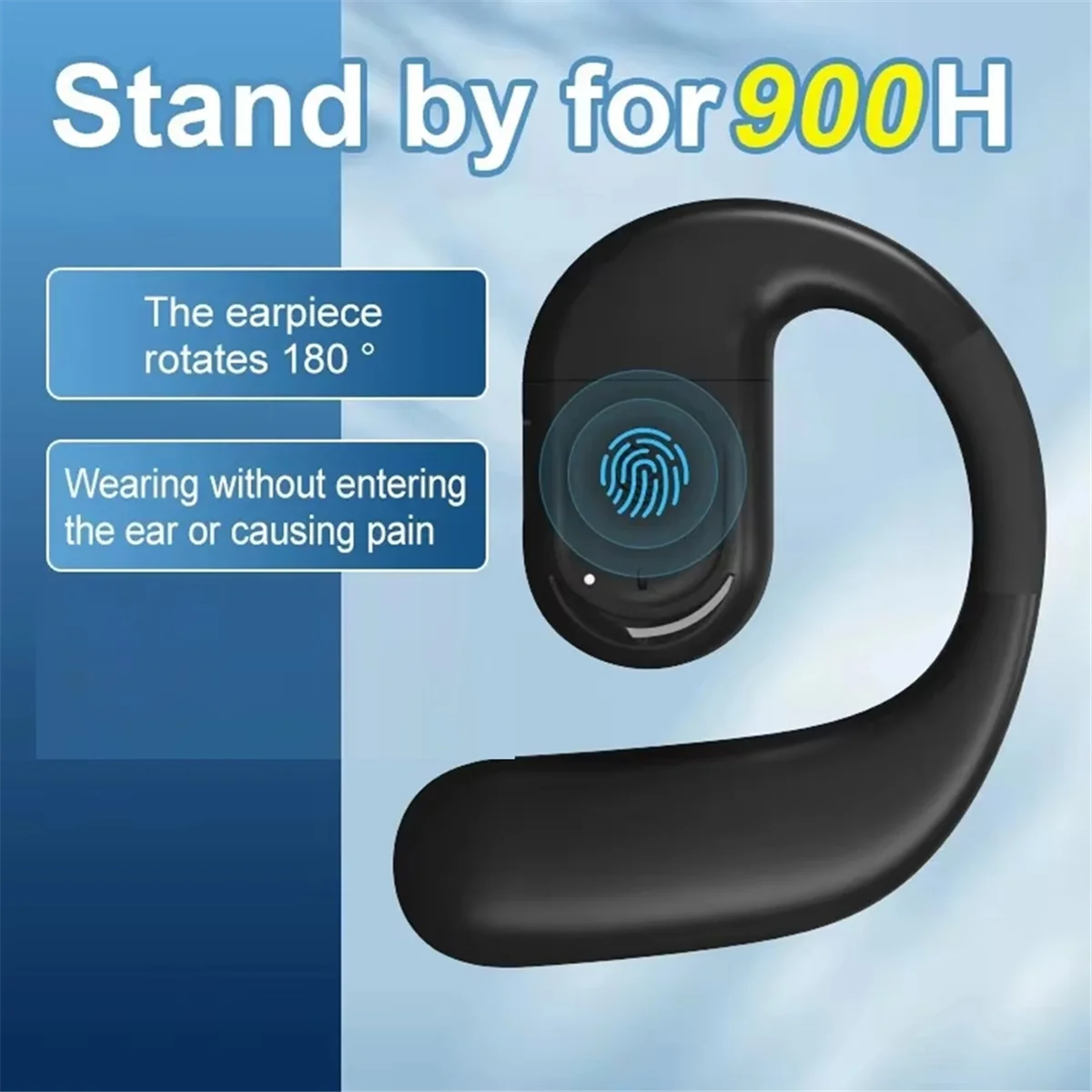 Фото ABXHH Новая беспроводная гарнитура для бизнеса 180 °   Поворотный Bluetooth 5. 4-ушные наушники с воздушной проводимостью и сенсорным управлением, спортивные Hi-Fi №1
