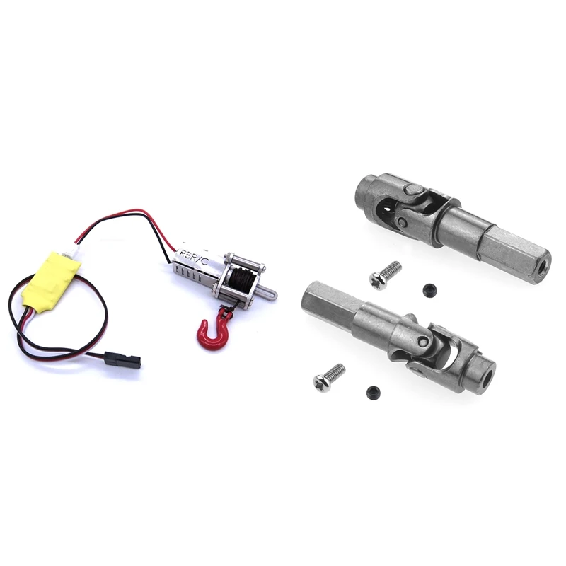 

2Pcs Steering Joint Drive Shaft For WPL C14 C24 C34 B24 & 1X Automatic Simulated Winch With 3Ch 3 Ways Receiver Cable