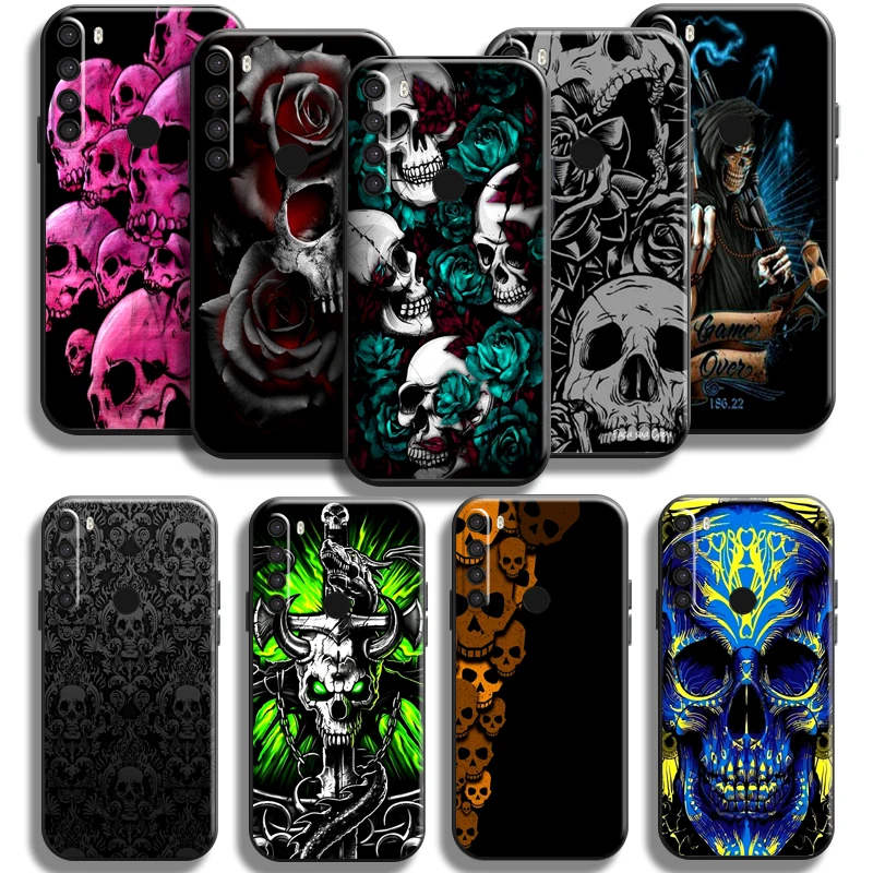 

Grim Reaper Diablo Rose Skull For Xiaomi Redmi Note 8 8 Pro 8T For Redmi 8 8A Phone Case Funda Soft Black Carcasa