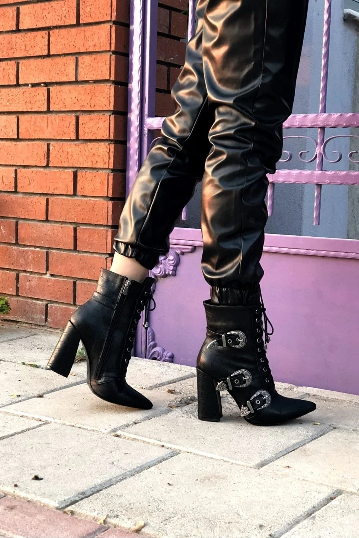 

Activity Black Skin Heels Boots