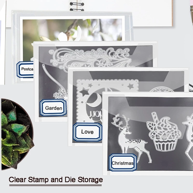 10 шт. прозрачные карманы для хранения из ПВХ и магнитных листов штампов