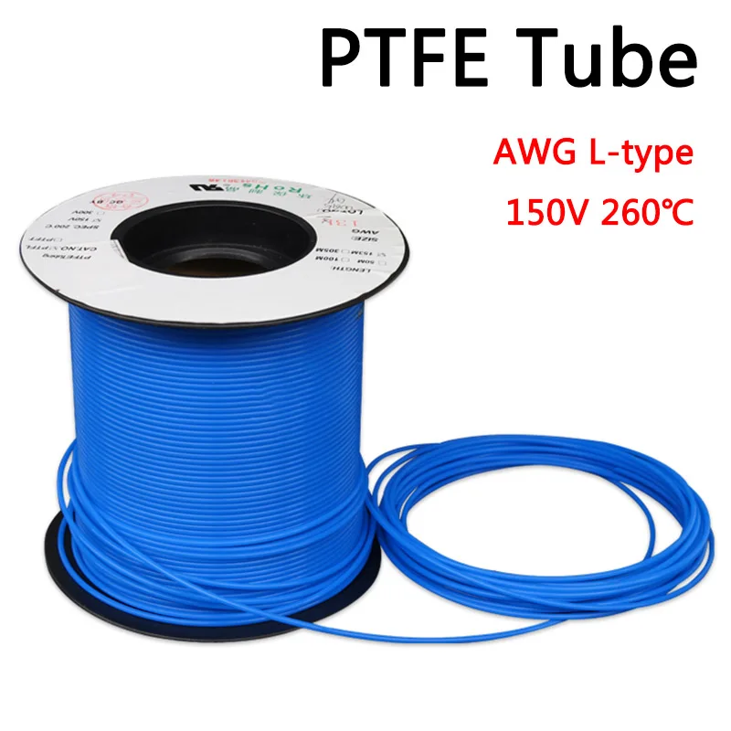 

1M ID 0.3mm-3.38mm 150V AWG L Type Blue PTFE Tube PTFE Capillary Wall Thickness 0.15/0.2/0.3mm