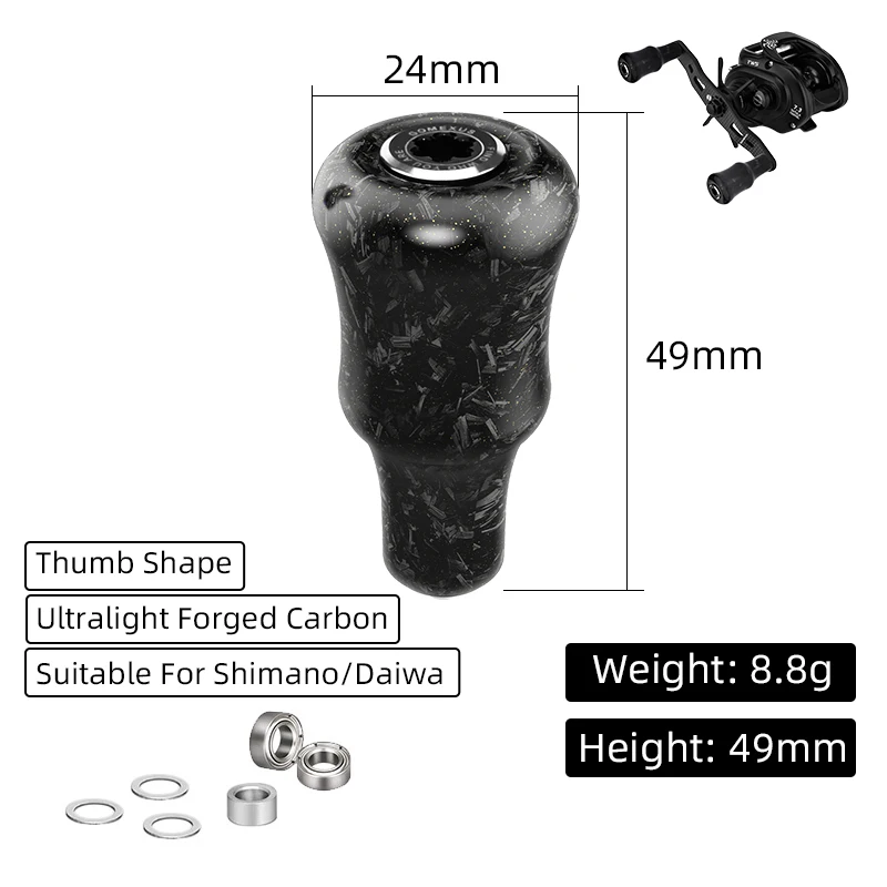 Фото Ручка-регулятор GOMEXUS F24mm из карбона для катушек Shimano Stradic Tranx Curado SLX Daiwa Zillio Tatula Fuego (спиннинговых и бейткастинговых) №1