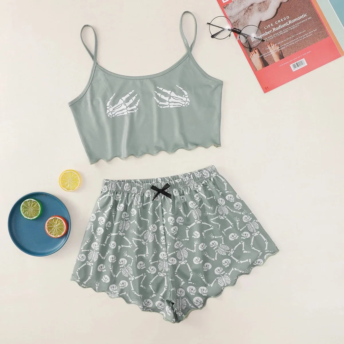 Summer Women's Sleepwear Cute Cartoon Print Short Sets Pajamas Comfortable Sweet Short Sleeve Short Pants Women Pajama Set