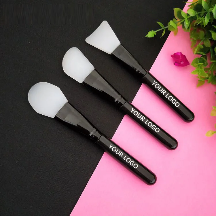 

Plastic Handle Black Makeup Tools Cosmetic Brush Customized Logo Women's Silicone Mask Brush Face Brush