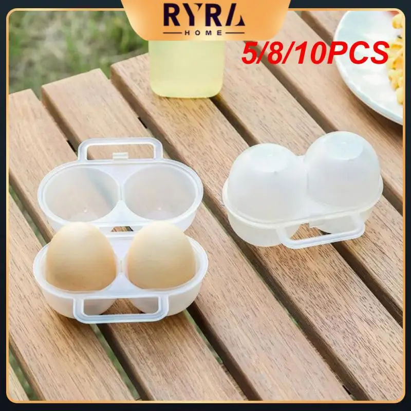 

5/8/10PCS Box 2 Grids Mini Egg Storage Box Durable Plastic Storage Box Newest For Outdoor Camping Picnic Egg Storage Container
