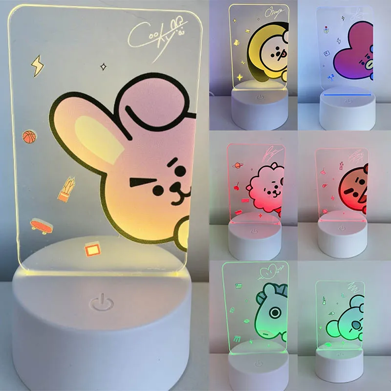 

New Kpop Bangtan Boys Q Character 7 Color Changing Night Lights Acrylic 3D Lamps Decorative Anime Bedroom Decor Photocard Gifts