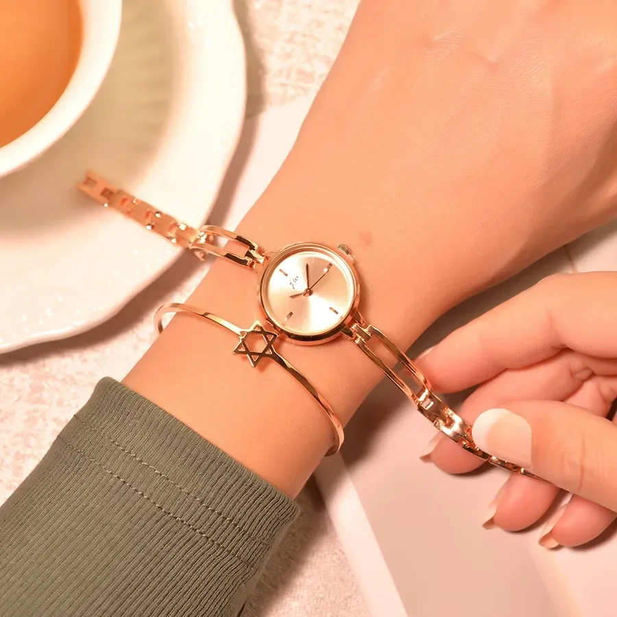 Bracelet Watches Luxury Fashion Rose Gold Alloy Small Quartz Watch Qualities Simple Ladies Wristwatches Female Chain Clock