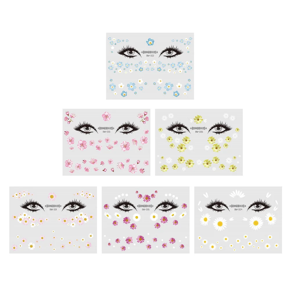 

6pcs Daisy Makeup Stickers Trendy Stickers Face Metallic Face Metallic Stickers Face Metallic Face Metallic For Women