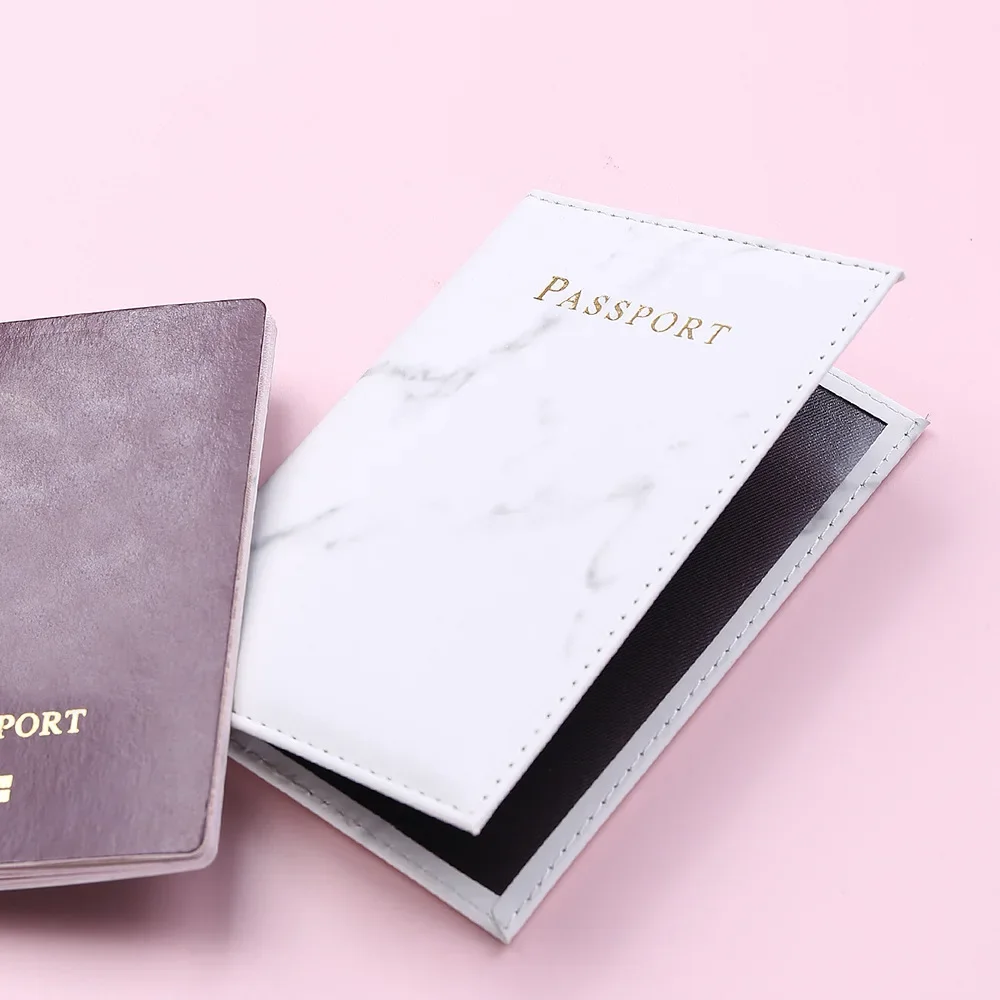 

Fashion Women Men Passport Cover Pu Leather Marble Style Travel ID Credit Card Passport Holder Packet Wallet Purse Bags Pouch