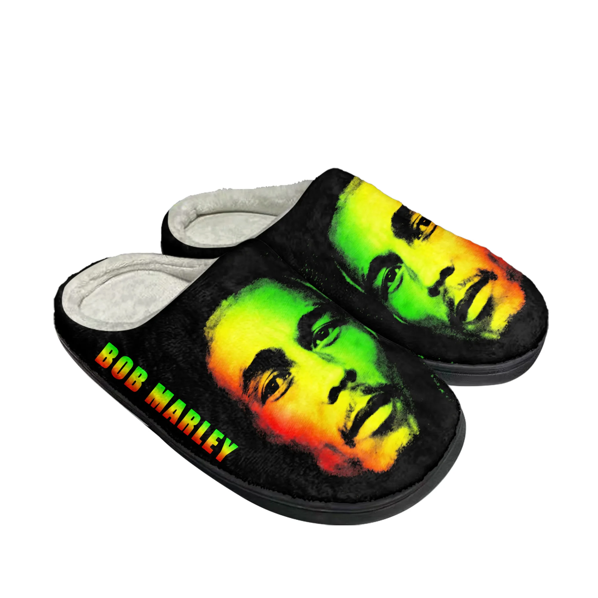 Bob Marley Reggae Rasta Singer Home Cotton Custom Slippers Mens Womens Sandals Plush Casual Keep Warm Shoes Thermal Slipper