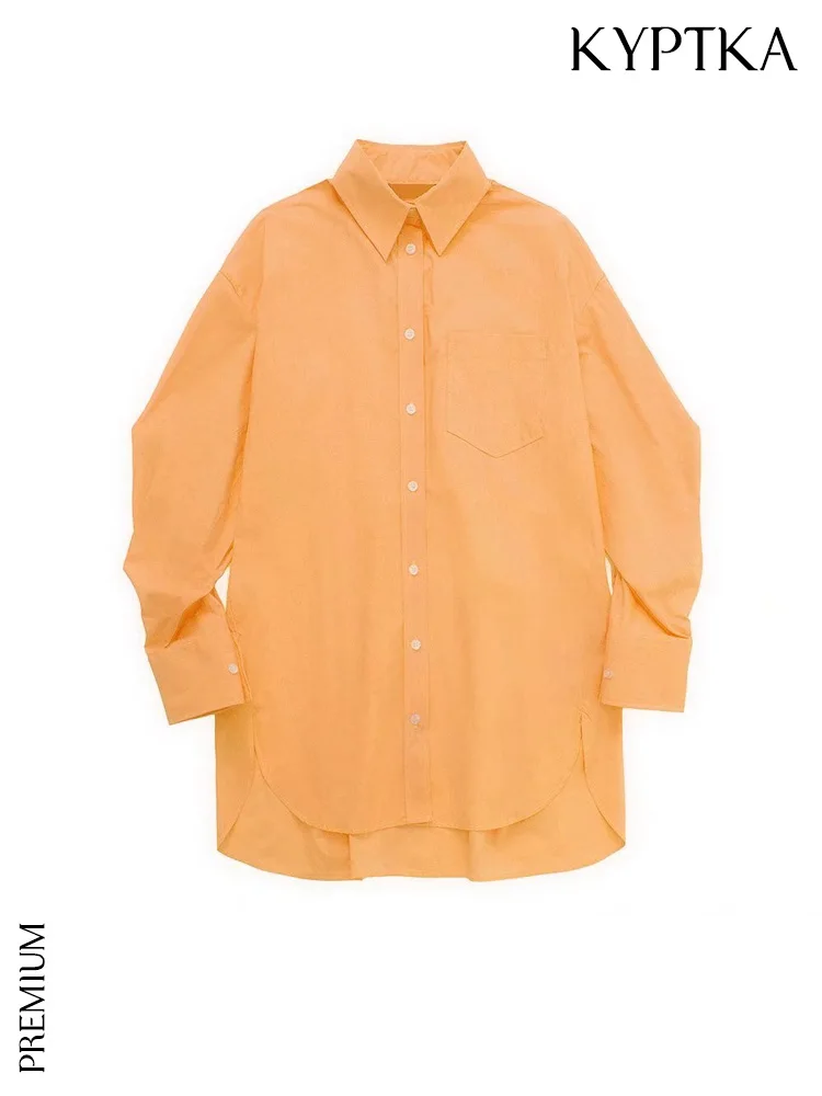 

Женская блузка с длинным рукавом KYPTKA, черная винтажная блузка большого размера с накладными карманами, на пуговицах, лето 2019