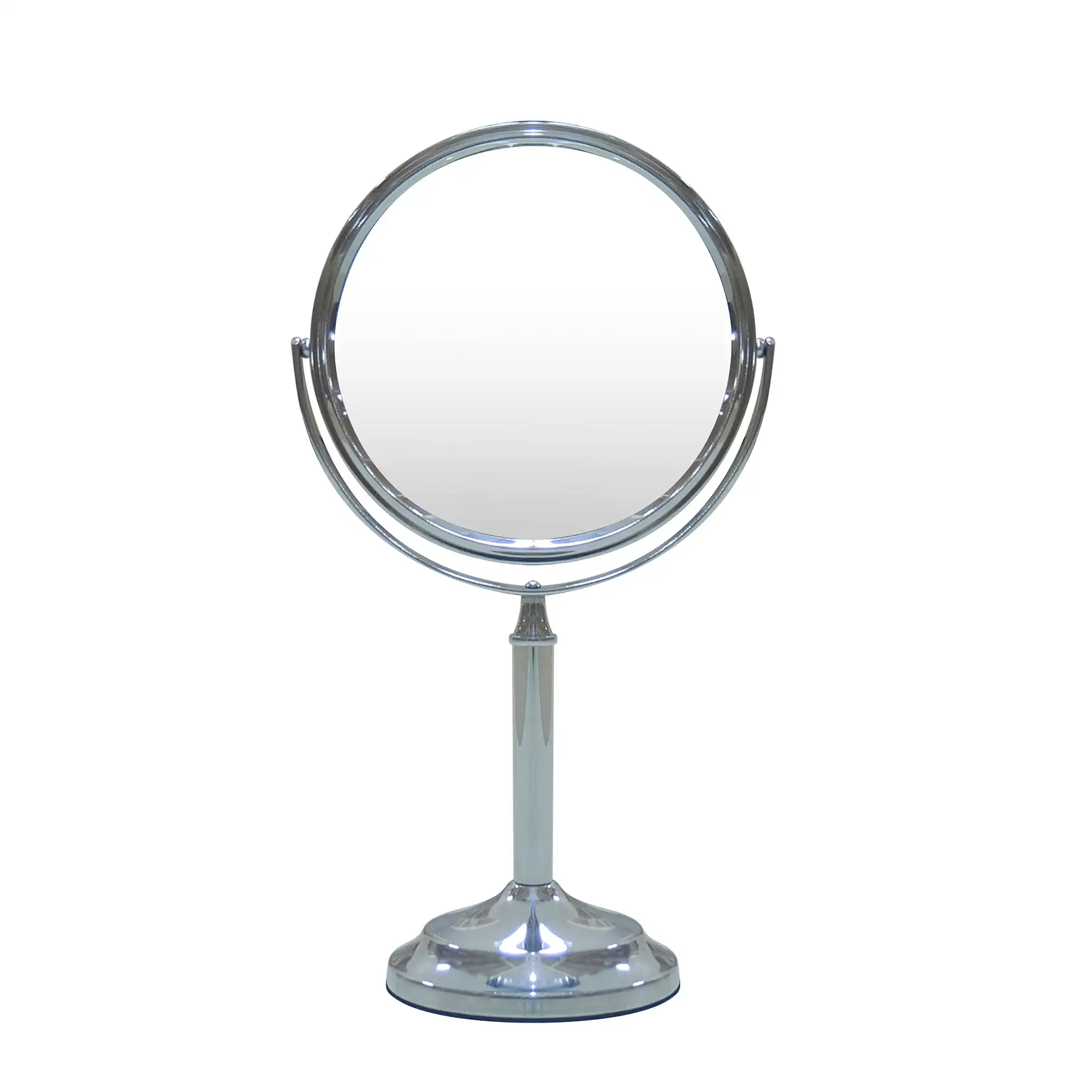 

Round Two Sided 5X Chrome Framed Freestanding Makeup / Shaving Mirror