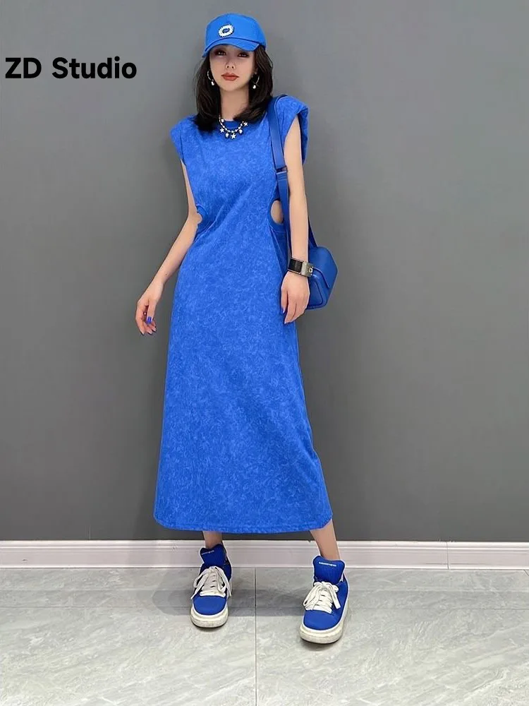 

[ZD Studio] Europe Station 2023 Summer New Korean Version Sleeveless Dress Show Waist Slim Women's Wear