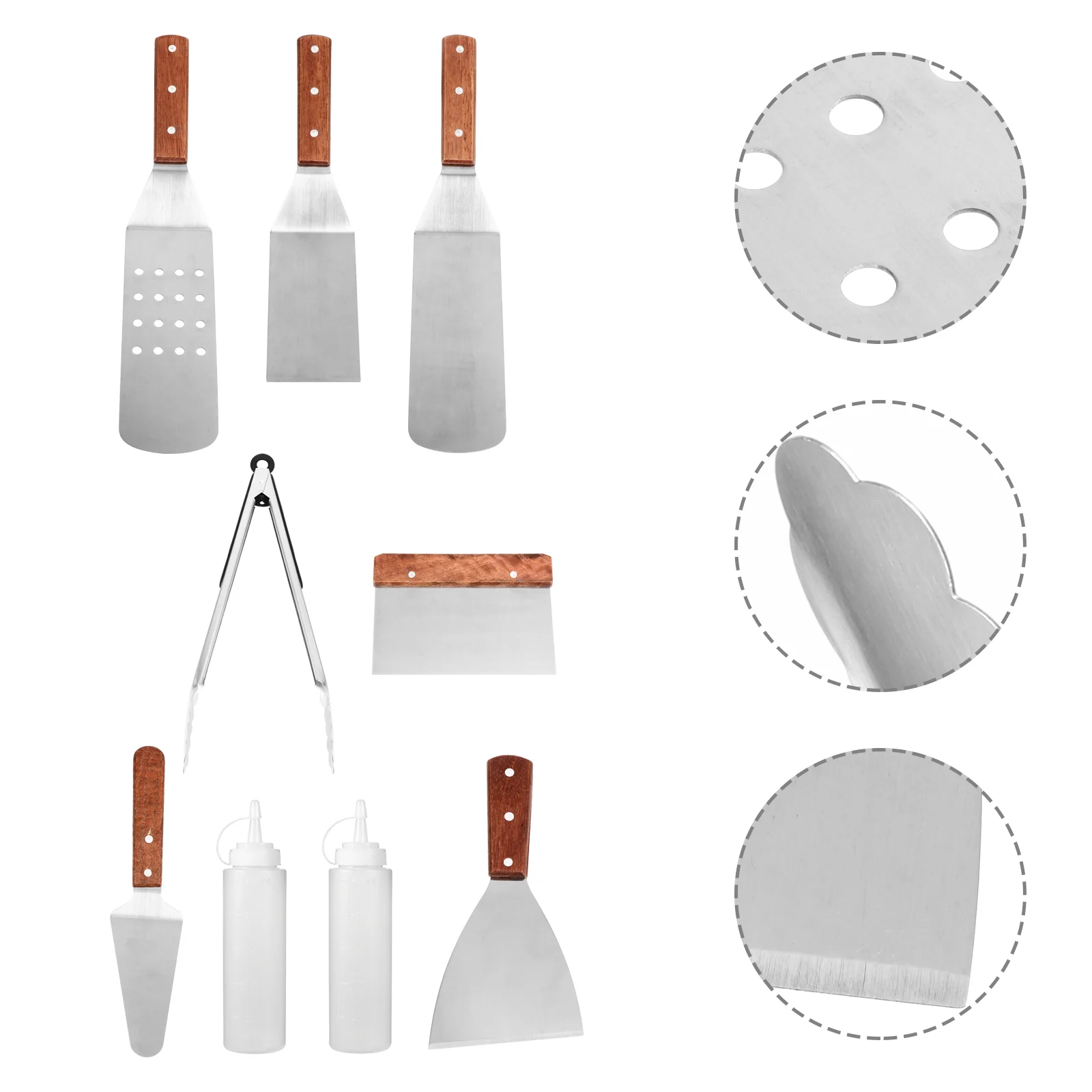 

Bbq Grill Spatula Set Griddle Utensils Scraper Squeeze Bottle Hibachi Sets Flat Steel Stainless Tool Kit Dispenser Tongs Tools