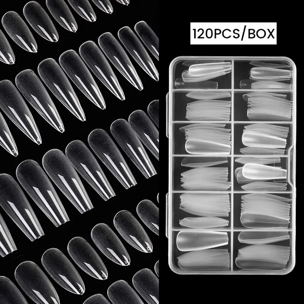 

Прозрачные матовые накладные ногти из АБС-пластика с полным покрытием 120 шт./кор. с чехлом для хранения длинных искусственных ногтей Форма д...
