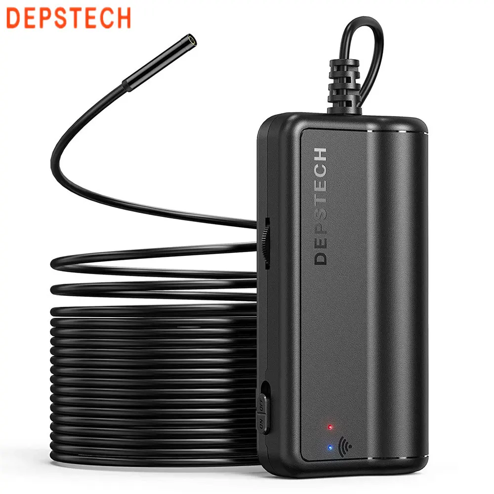 

DEPSTECH 5.5mm Endoscope Borescope 2MP 1080P Wireless Inspection Camera with 6 LED Semi-Rigid Cable for Android iOS Phone Tablet