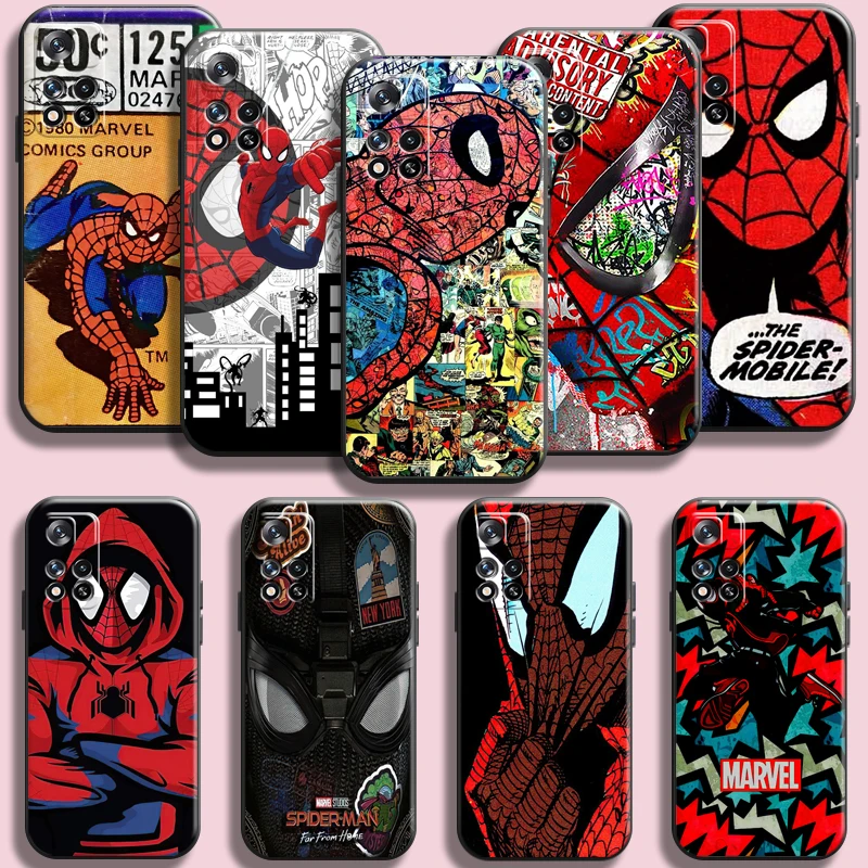 

Marvel Spiderman Comics Phone Case For Xiaomi Redmi Note 11 11T 11S 10 10S 9 9S Pro 5G 9A 9T 9C Funda Full Protection Cases