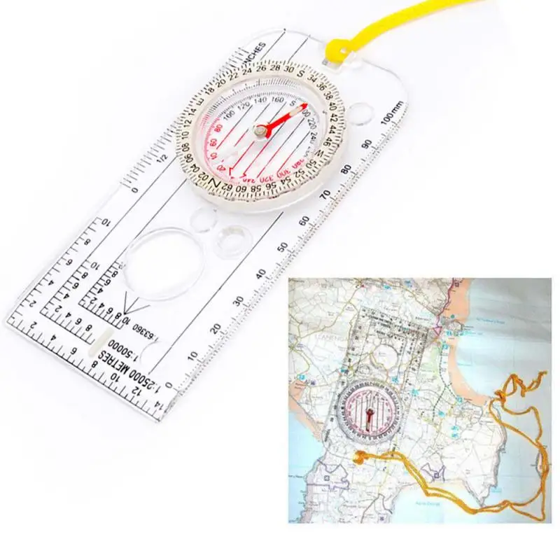 

Drawing Scale Compass Navigation Map Reading Ruler Outdoor Camping Hiking Pointing Guide Portable Handheld Compass wholesale