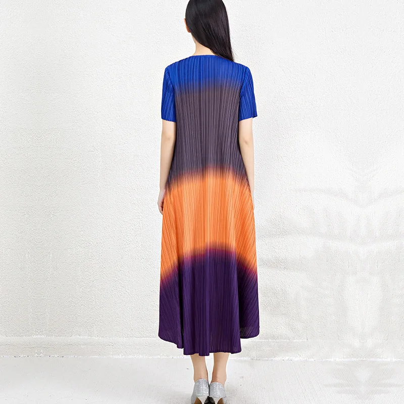 Летнее модное платье миаке с градиентом новая плиссированная облегающая и